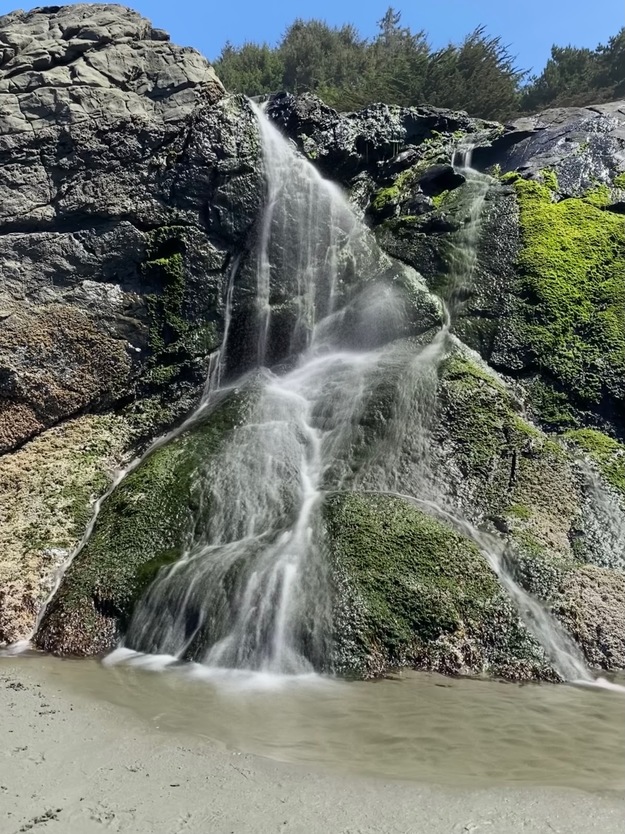 Waterfall in Moonstone Beach County Park, California