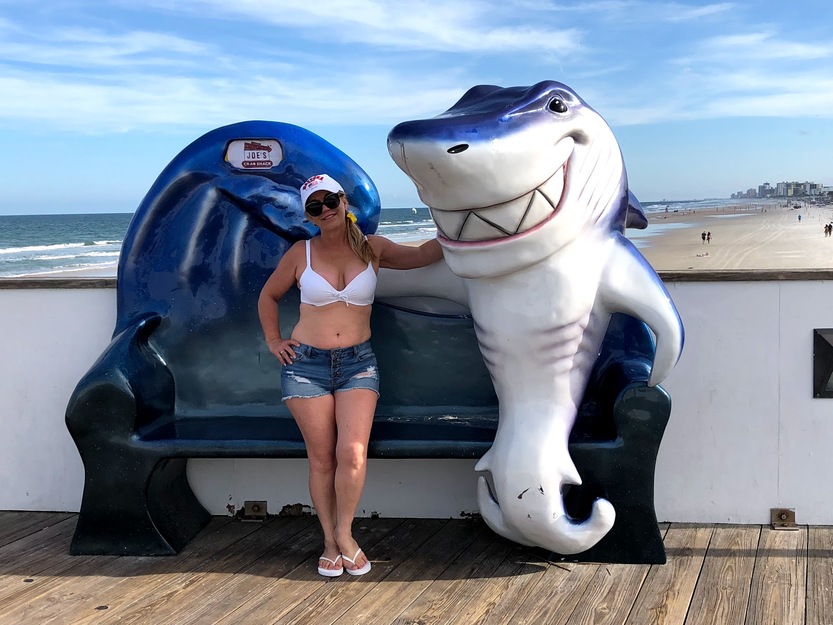 Woman with an artificial shark