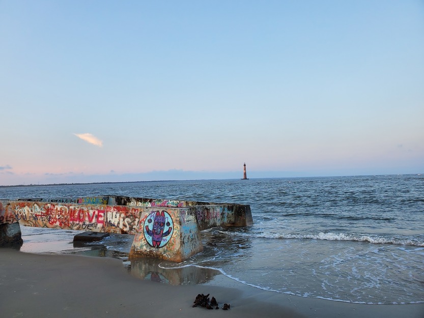 Graffitti on Lighthouse Inlet Heritage Preserve Beach
