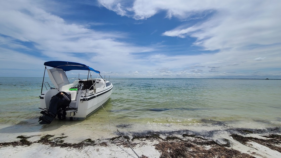 Boat on Anclote Key Preserve State Park Beach