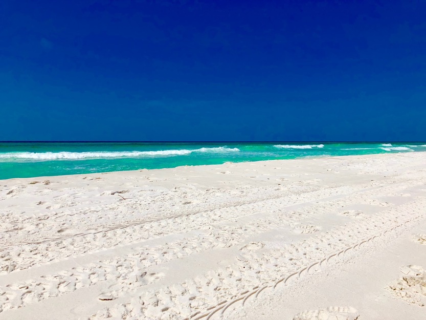 Blue sky, turquoise sea and white sand