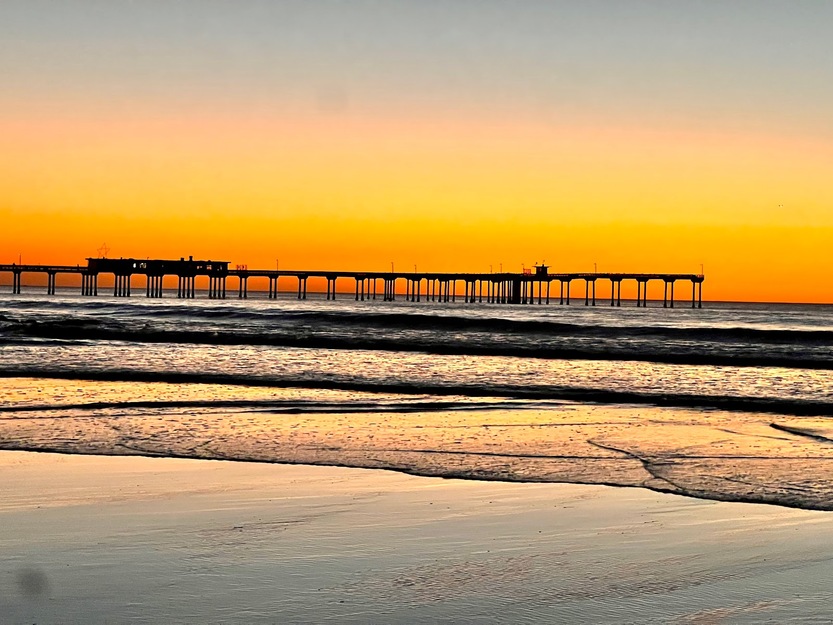 Sunset over Ocean Beach Pier in San Diego California