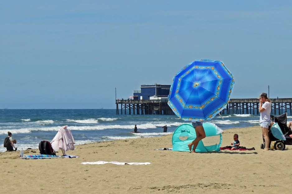 Umbrellas on Newport Beach Municipal Beach CA