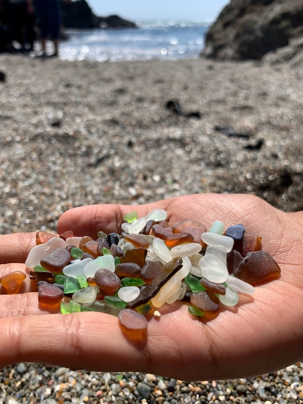 A handful of sea glass