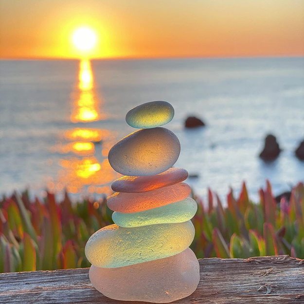 Sea glass at sunset