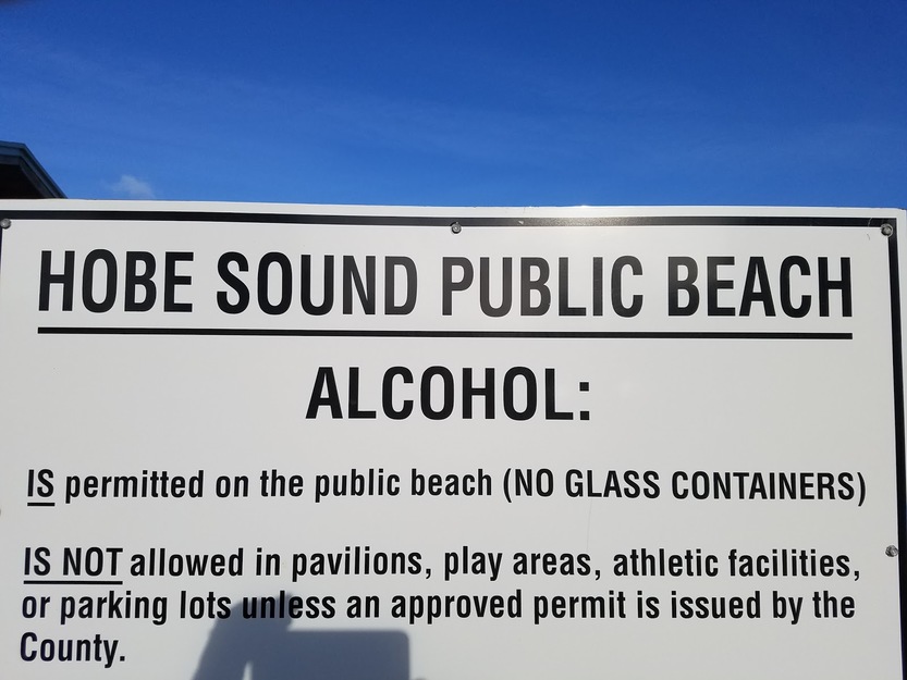 Information shield on Hobe Sound beach