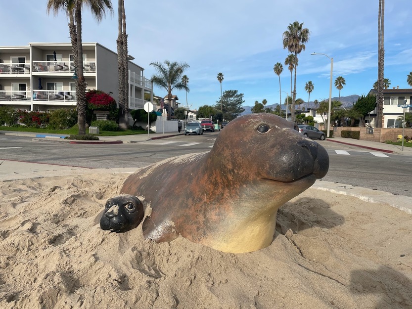 Seal statue near Carpinteria State Beach California