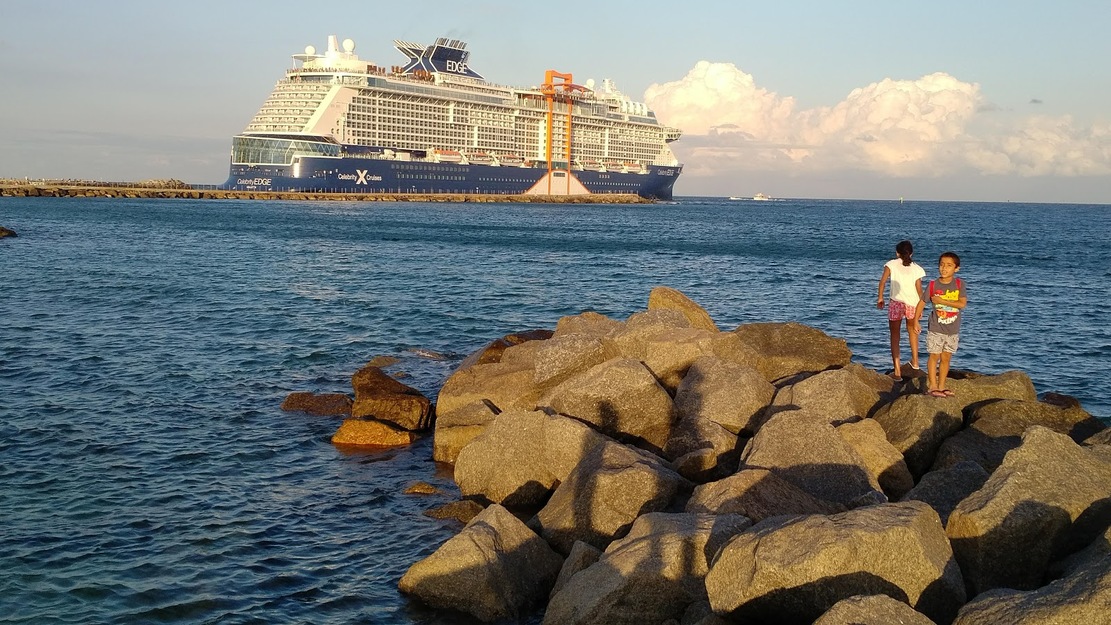 Rocks and a ship in the sea