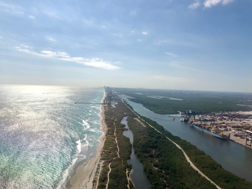 Aerial view of a barrier island
