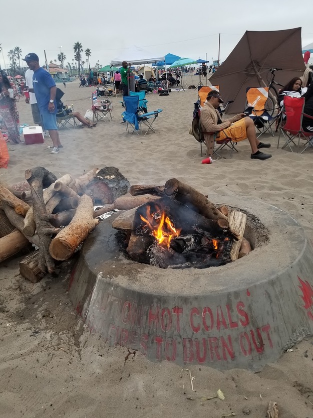 Fire pits on Dockweiler Beach California
