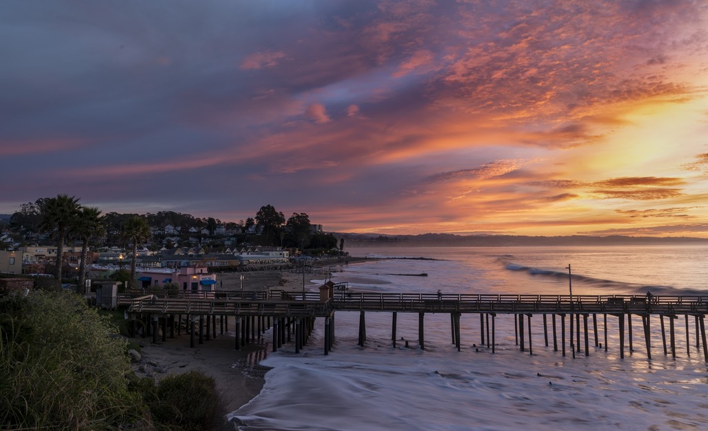 Capitola State Beach pier at sunset