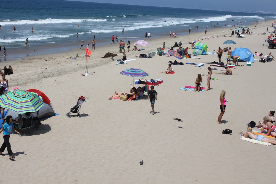 People on Manhattan Beach CA