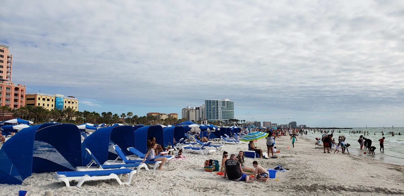 Sunbeds on Clearwater Public Beach Florida