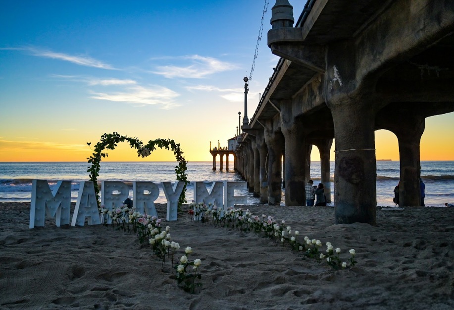 Wedding installation near Manhattan Beach Pier California