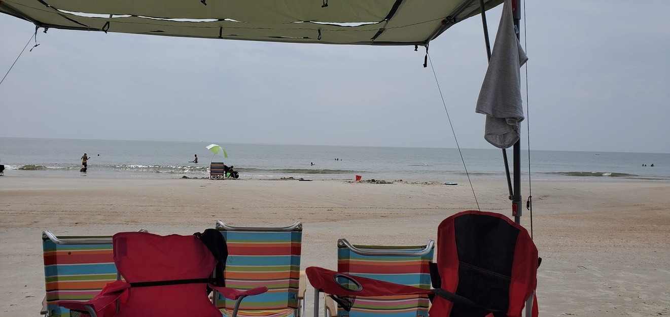 Beach chairs on the seashore