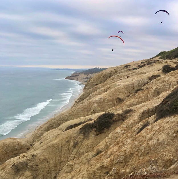 Parachutes over Black's Beach California