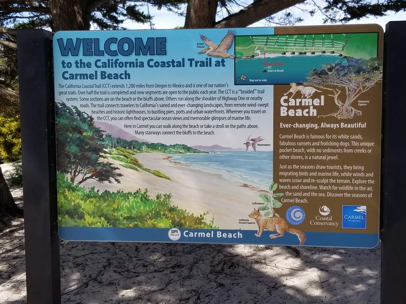 Information shield on Carmel Beach California