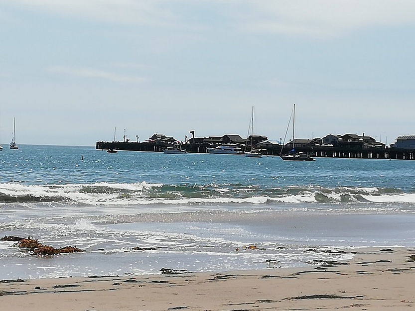 Boats near East Beach in Santa Barbara, CA