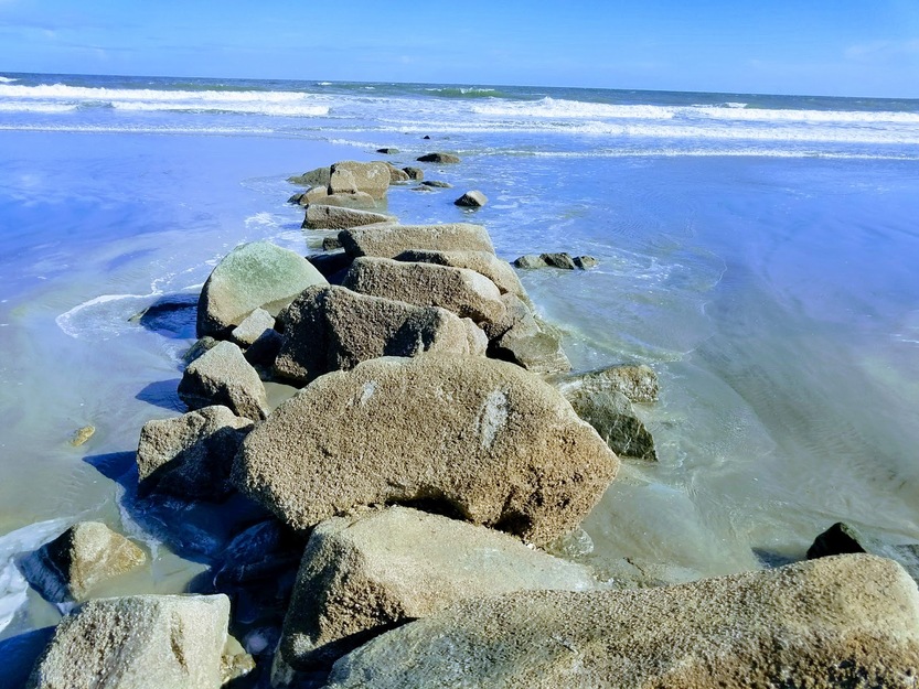 Rocky jetty on Folly Beach