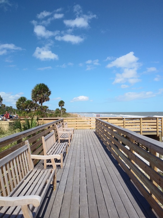 Wooden boardwalk on the beach