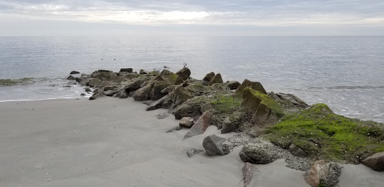 Rocky jetty on the seashore