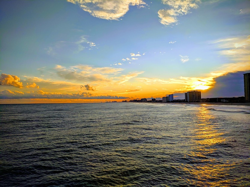 Sun rising over the sea