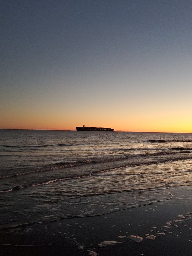Large ship on the horizon
