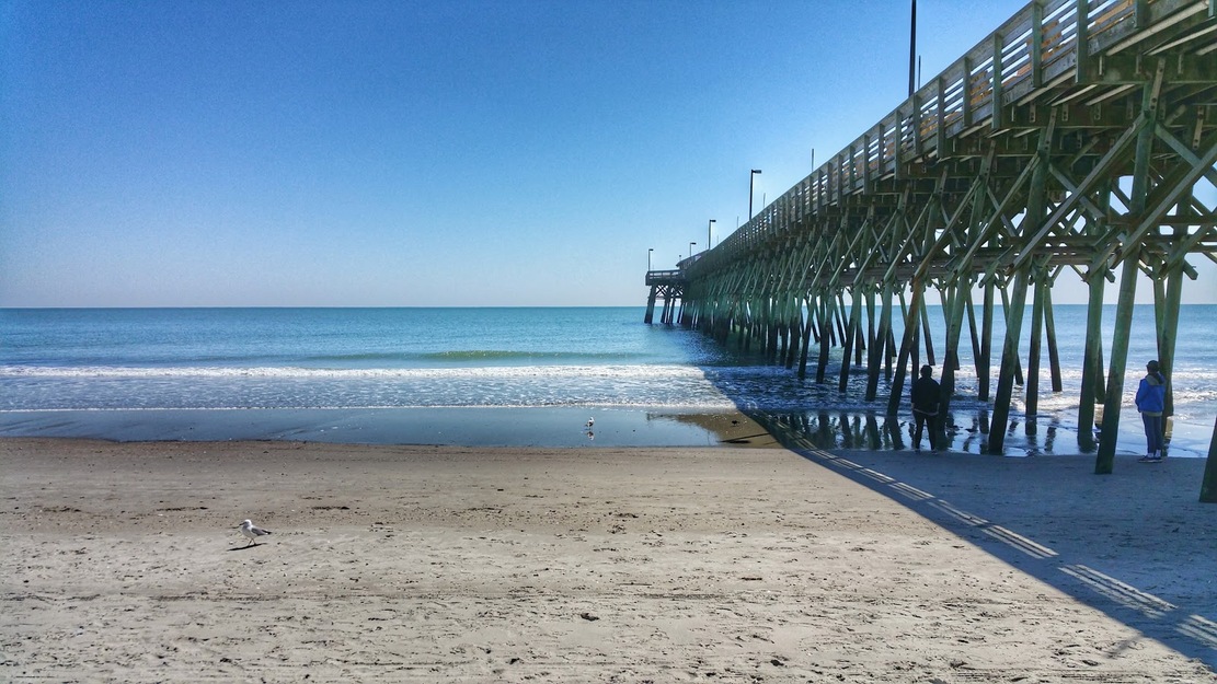 Calm sea near the fishing pier