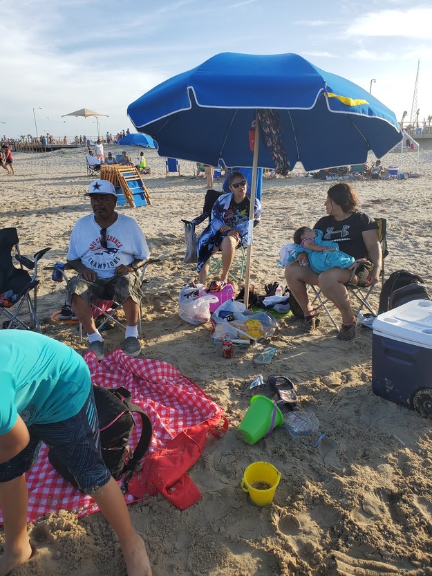 People under an umbrella