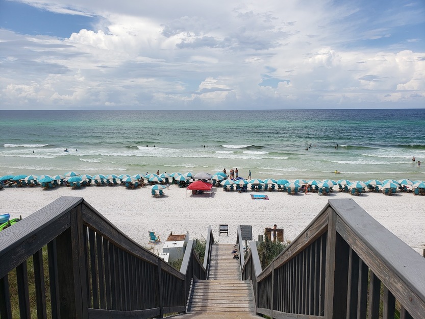 Wooden stairs leading to Alys Beach