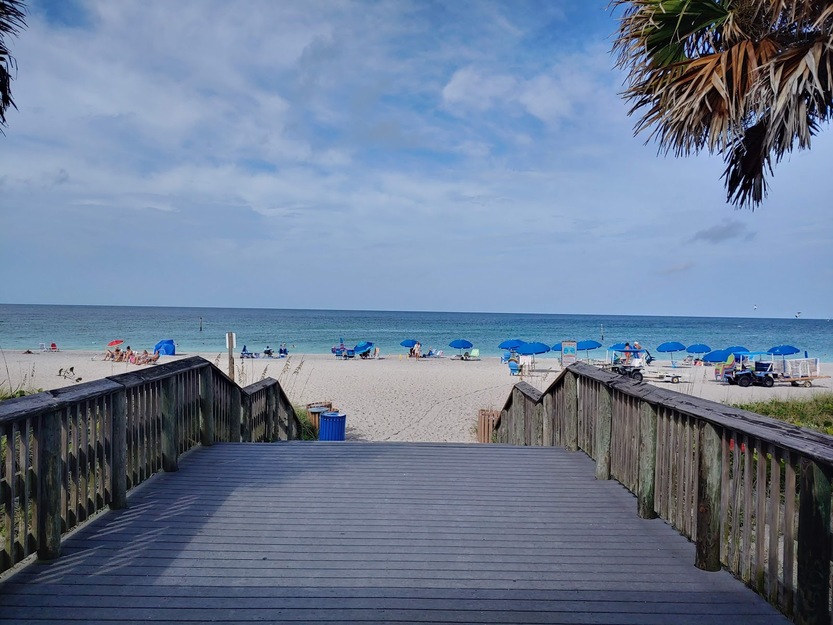 Wooden boardwalk on Englewood Beach