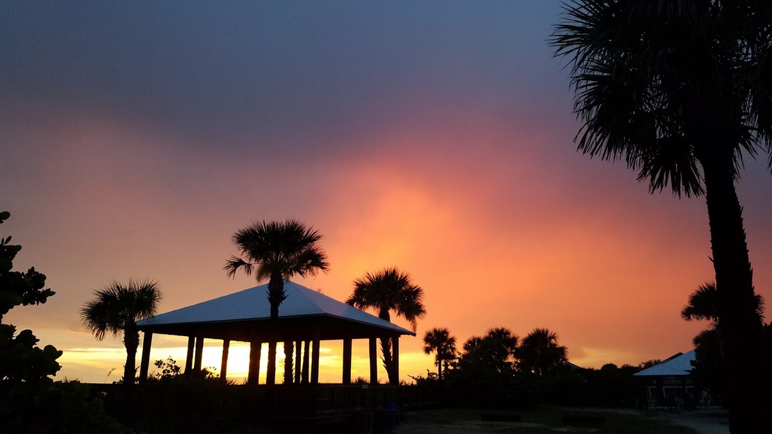 Beach pavilion on Englewood Beach (evening view)