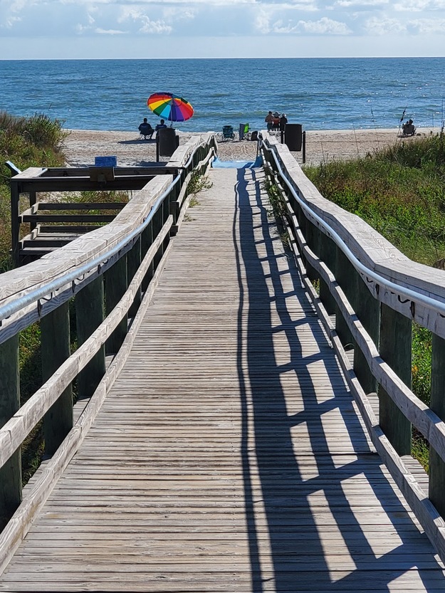 Wooden boardwalk on Kathryn Abbey Hanna Park Beach