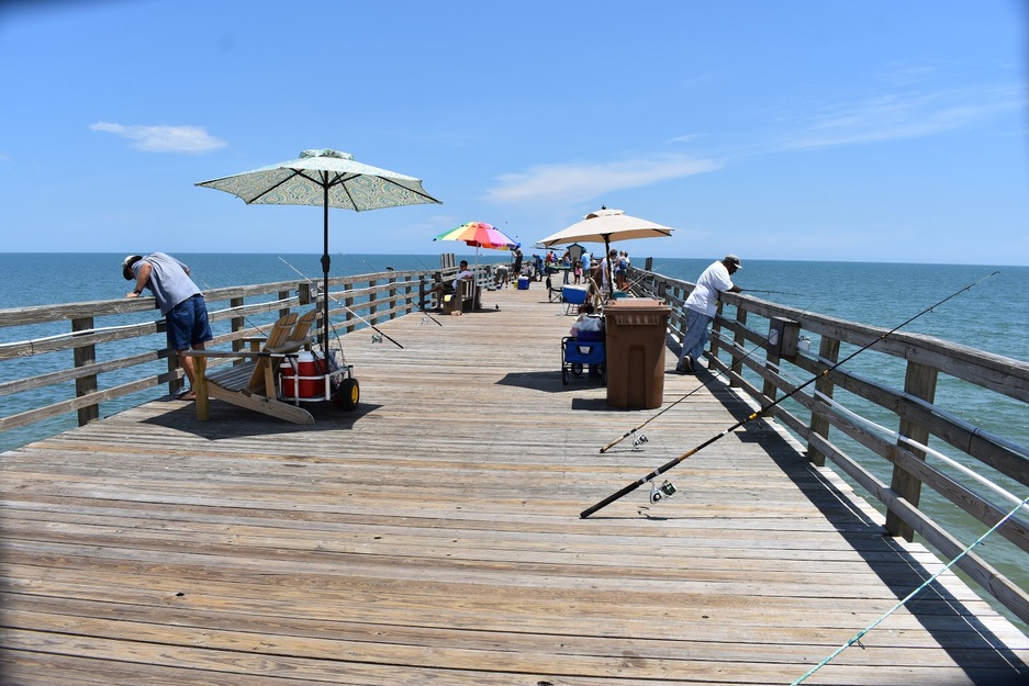 Fishermen's umbrellas on Flagler Beach Pier