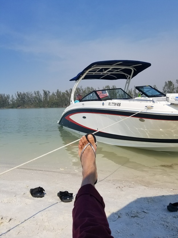 Boat near Keewaydin Island Beach