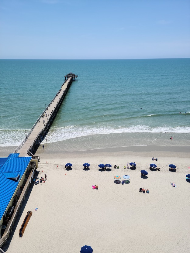 Cherry Grove Fishing Pier Beach aerial view