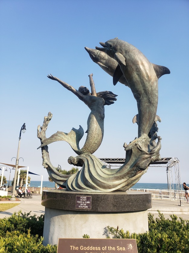 Dolphin sculpture in Plyler Park SC