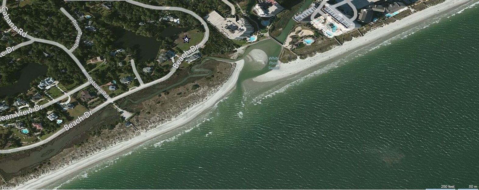 White Point Swash Beach SC drone view