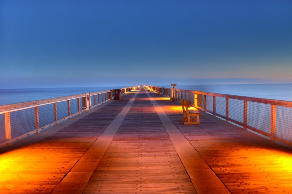 Navarre Beach fishing pier at night