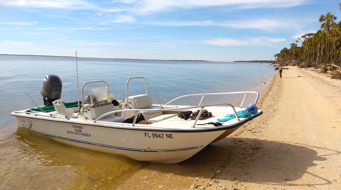 Boat on St. Vincent National Wildlife Refuge Beach