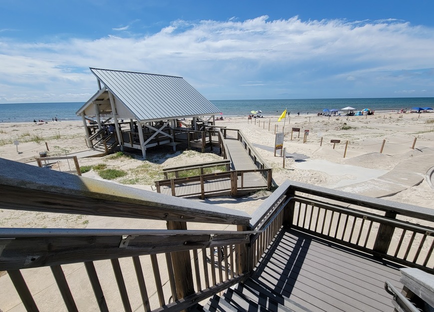 Wooden boardwalk on Dr. Julian G. Bruce St. George Island State Park Beach