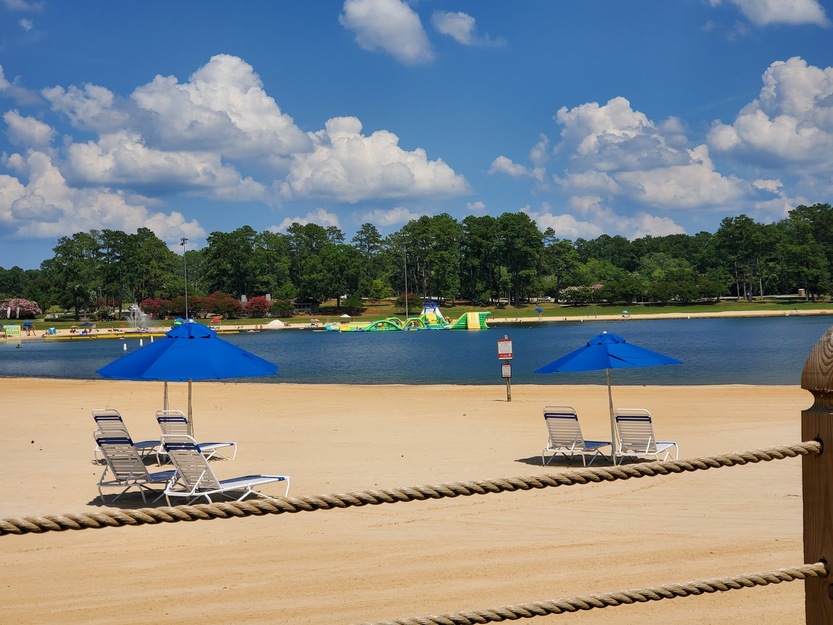 Sunbeds on Robin Lake Beach