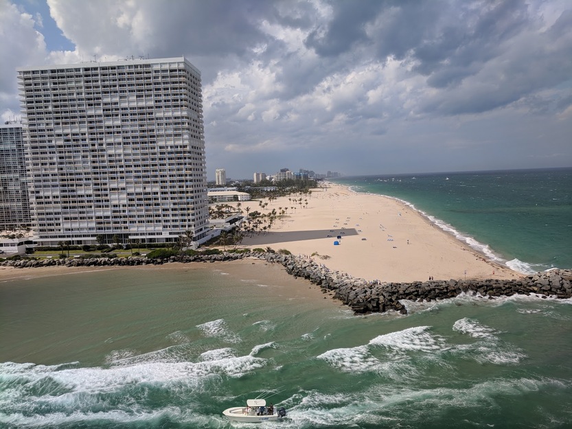 Aerial view of a city beach