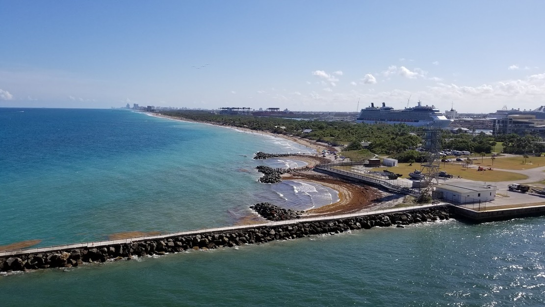 Aerial view of a ricky jetty